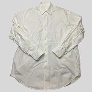 JNBY Oversized White Button-Up Shirt with Ruched Sleeve Size XS
